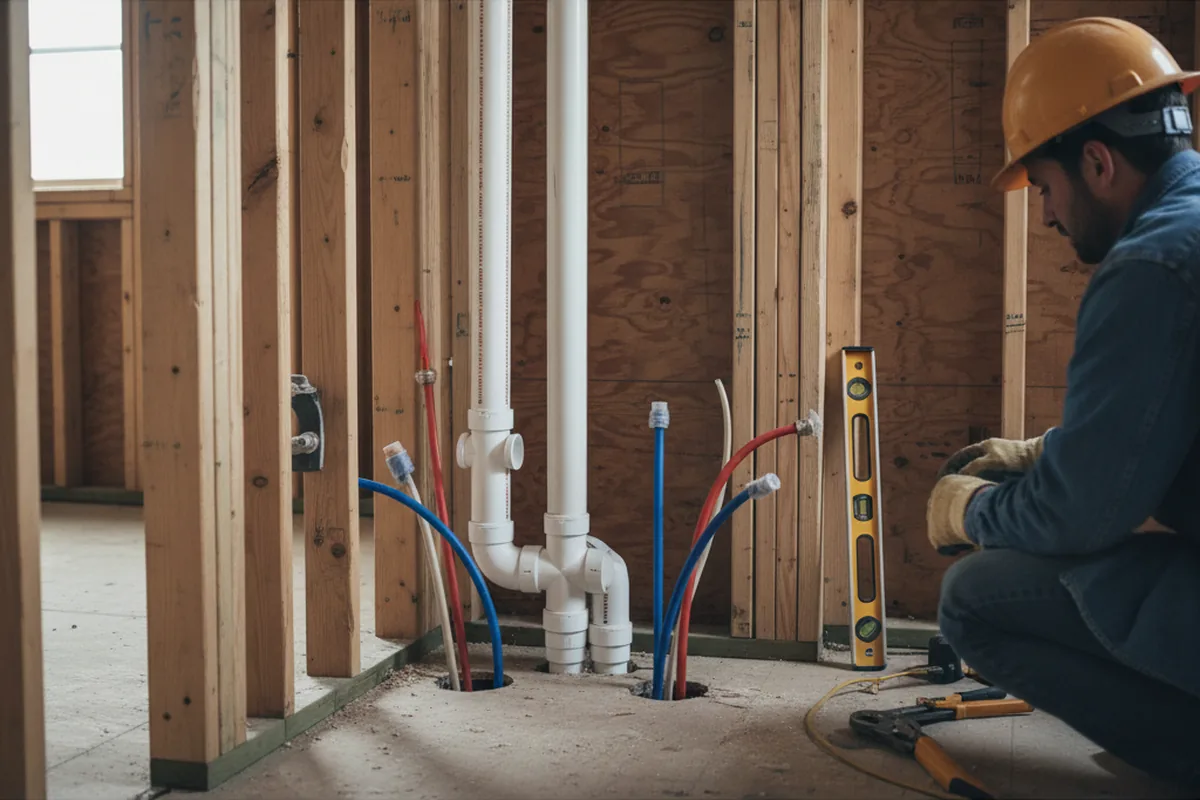 Drain and supply rough-in during Sump Pump Repair in Saint Thomas