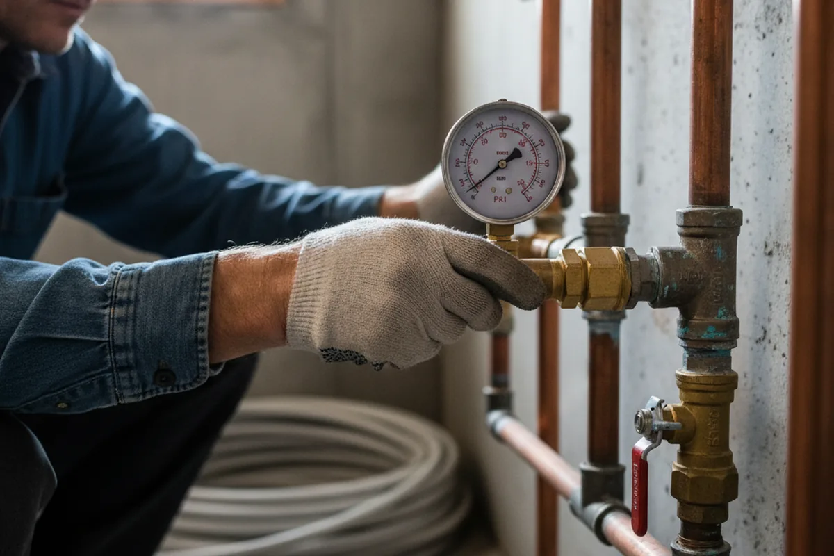 Pressure testing a repaired line during Water Line Repair in Saint Thomas
